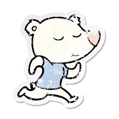 bir mutlu karikatür kutup ayısı sıkıntılı etiket