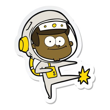 mutlu astronot çizgi film etiketi