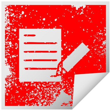 sıkıntılı kare bir belge yazma etiket simge soyma