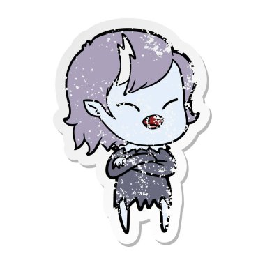 bir çizgi film gülen vampir kızın sıkıntılı etiket