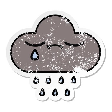 sevimli çizgi fırtına yağmur bulutu sıkıntılı etiket