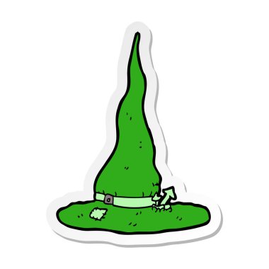 etiket bir çizgi film korkunç cadı şapka