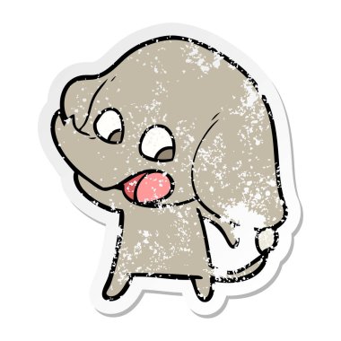 sevimli çizgi fil sıkıntılı etiket