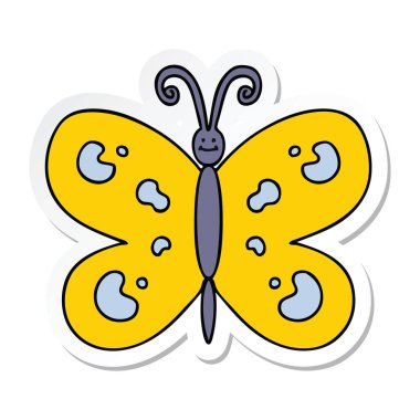 ilginç bir el etiket karikatür kelebek çizilmiş