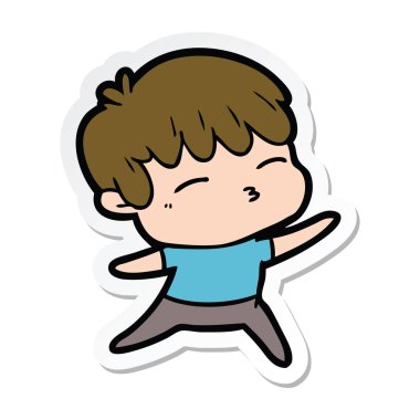 çizgi film meraklı bir çocuk etiket