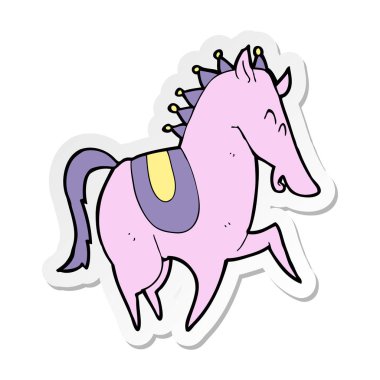 etiket bir karikatür Şahlanan at