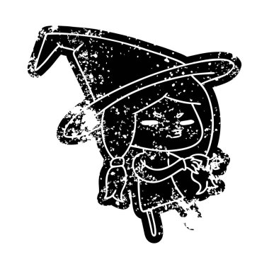 Grunge simgesi bir tatlı cadı kawaii kızın sıkıntılı