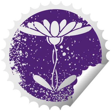 sıkıntılı dairesel peeling etiket sembolü çiçek