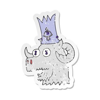 büyülü tacı olan çizgi film ram baş Retro sıkıntılı etiket