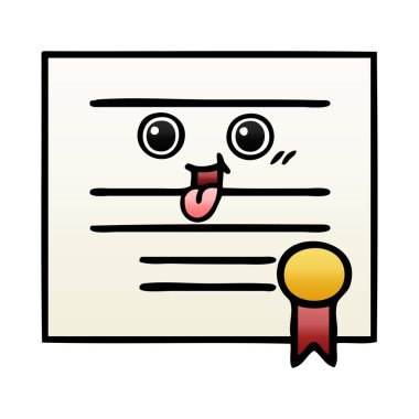 Mezuniyet diploma degrade gölgeli çizgi film