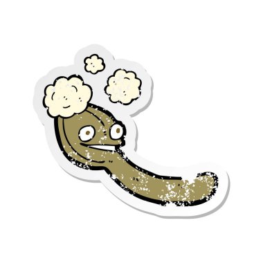 bir çizgi film kaşık Retro sıkıntılı etiket