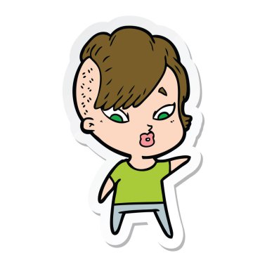 bir çizgi film sürpriz kız etiketi