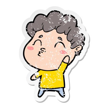 surat asmayı bir çizgi film adamın sıkıntılı etiket