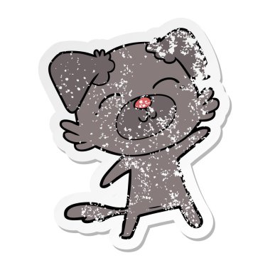 sıkıntılı etiket bir karikatür köpek