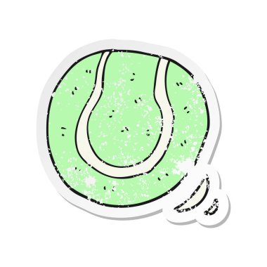 Retro sıkıntılı etiket bir karikatür tenis topu