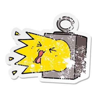 bir çizgi film endüstriyel lambası sıkıntılı etiket