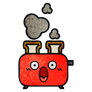 Retro grunge doku karikatür bir ekmek kızartma makinesi