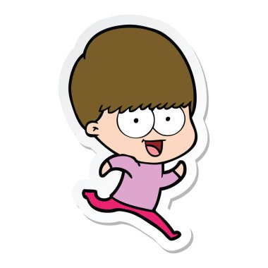 çalışan bir mutlu çizgi film çocuk etiket