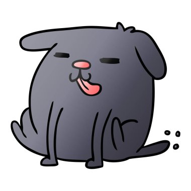 Degrade çizgi film illüstrasyon kawaii şirin bir köpek