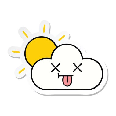 etiket bulutu ve sevimli çizgi güneş