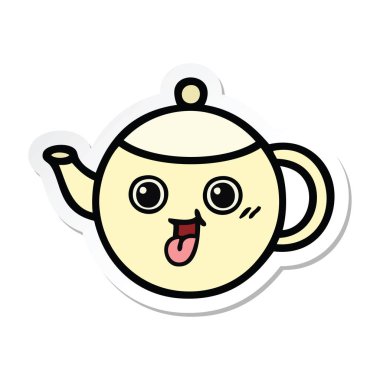 sevimli çizgi çaydanlık etiket