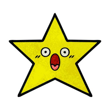 Retro grunge doku karikatür altın yıldız