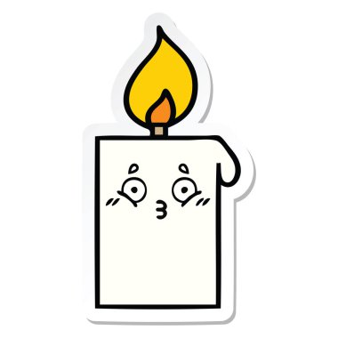 sevimli çizgi etiket mum yaktı