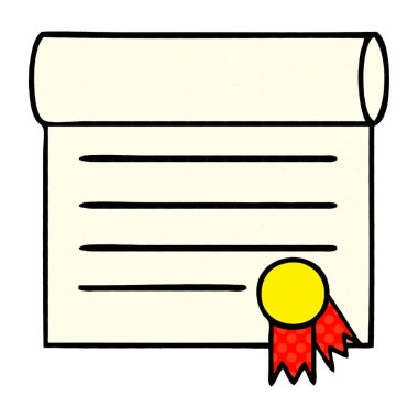 bir sertifikanın çizgi roman tarzı çizgi film