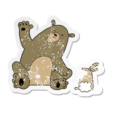 bir çizgi film ayı ve tavşan arkadaşlar sıkıntılı etiket