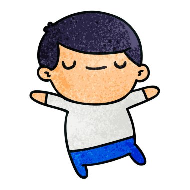 kawaii sevimli yaşlı adamın serbest el çekilmiş dokulu çizgi film