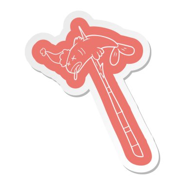 ilginç çizgi film etiketi bir balık giyen Noel Baba şapkası bıçakladım