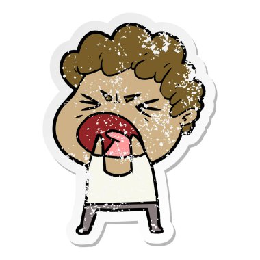 bir çizgi film öfkeli adam sıkıntılı etiket