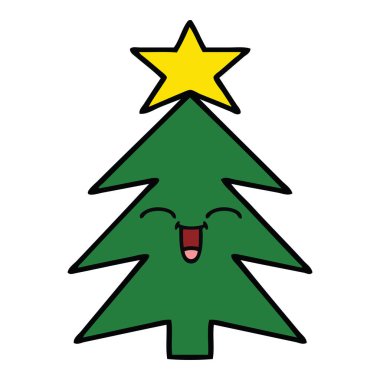 sevimli çizgi bir Noel ağacı