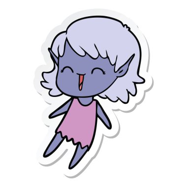 bir çizgi film elf Girl etiketi