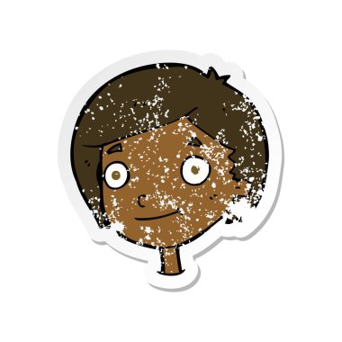 Retro sıkıntılı etiket bir karikatür mutlu çocuk