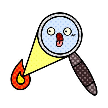 çizgi roman tarzı karikatür bir büyüteç