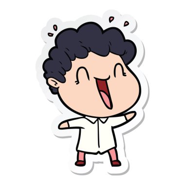 etiket karikatür mutlu bir adamın