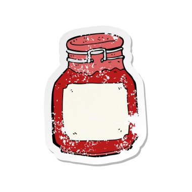 bir çizgi film reçel Retro sıkıntılı etiket korumak