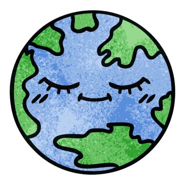Retro grunge doku karikatür seyyare yerküre
