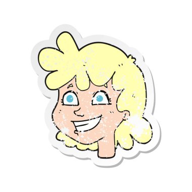 bir çizgi film kadın yüzü Retro sıkıntılı etiket