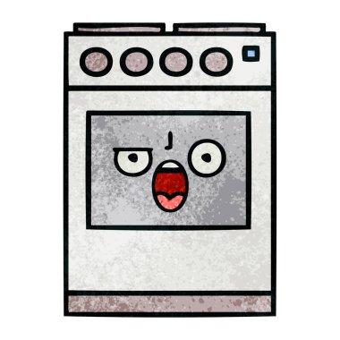 Retro grunge doku karikatür mutfak fırın
