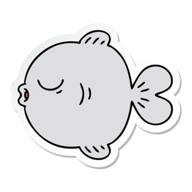 ilginç bir el etiket karikatür balık çizilmiş