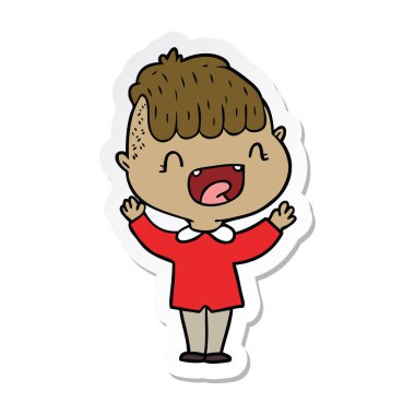 etiket gülüyor karikatür mutlu çocuk