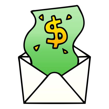 ilginç degrade gölgeli karikatür Doları zarf içinde