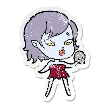 sevimli çizgi vampir kız sıkıntılı etiket