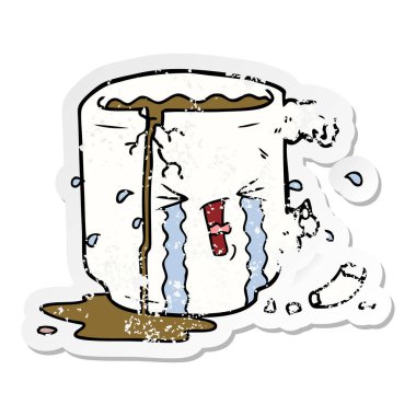 bir çizgi film kırık kupa sıkıntılı etiket