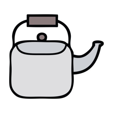 sevimli çizgi bir çaydanlık tencere