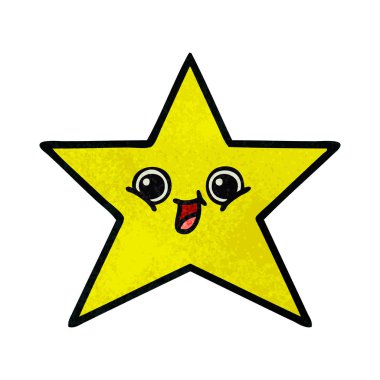 Retro grunge doku karikatür altın bir yıldız