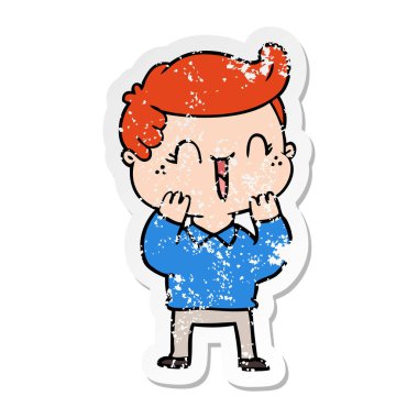 bir çizgi film gülen çocuk sıkıntılı etiket