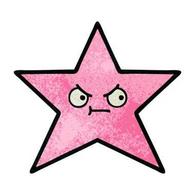 Retro grunge doku çizgi film yıldız balık